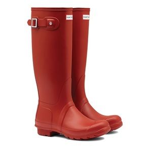 Red hunter rain boots